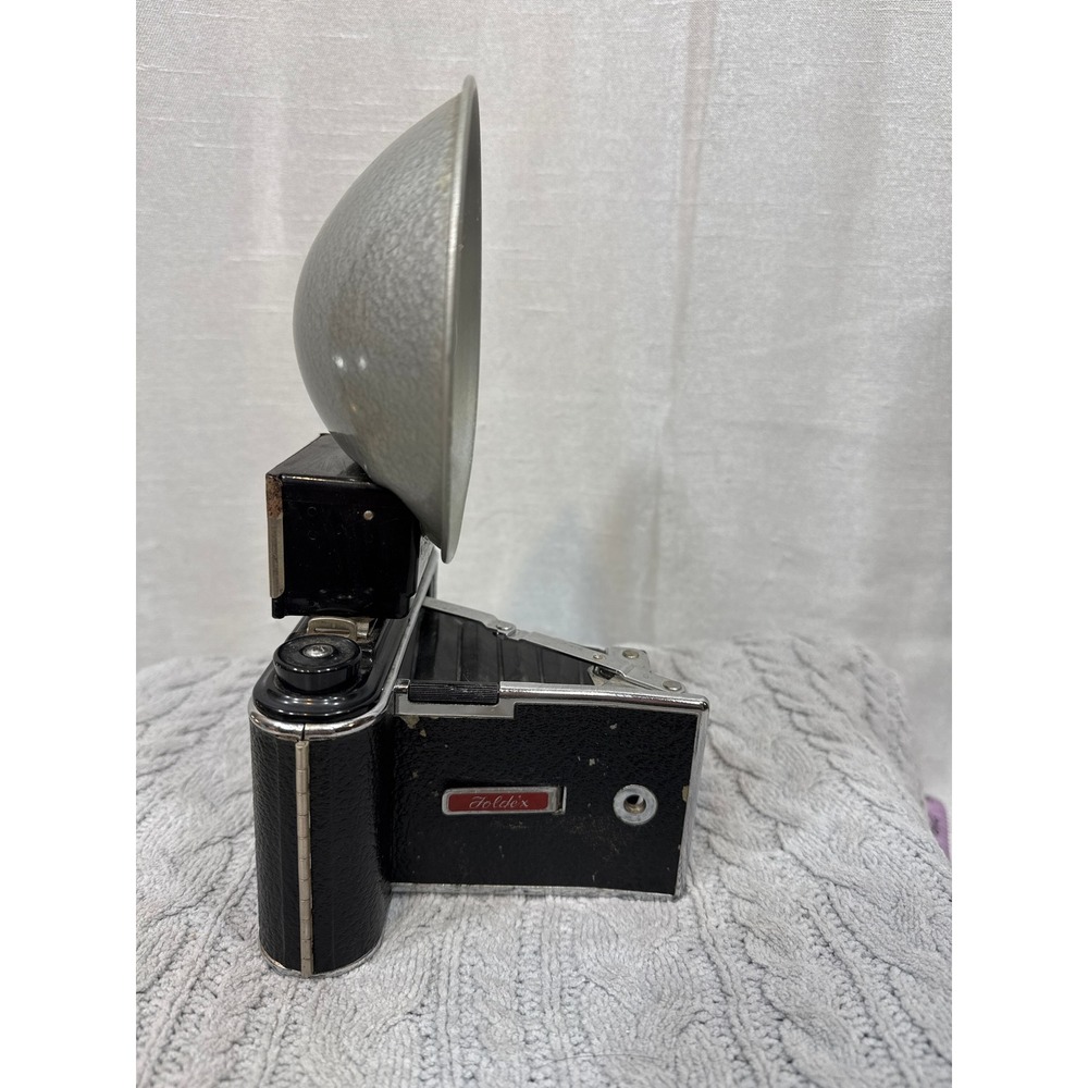Vintage Pho-Tak Foldex 20 Folding Camera 105mm Octvar Lens with Flash Unit USA - Picture 7 of 9